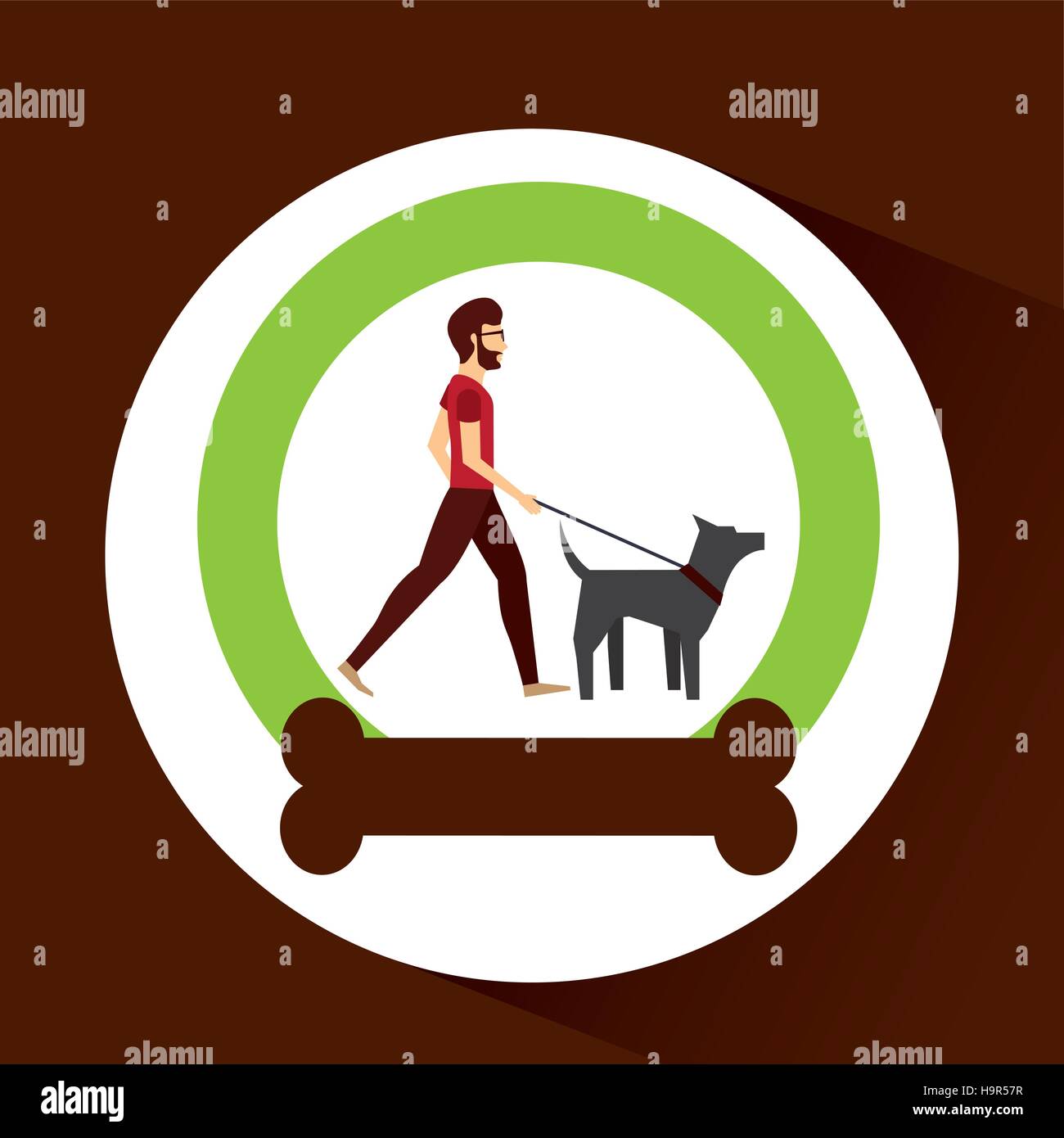 man bearded walking a gray dog vector illustration eps 10 Stock Vector ...
