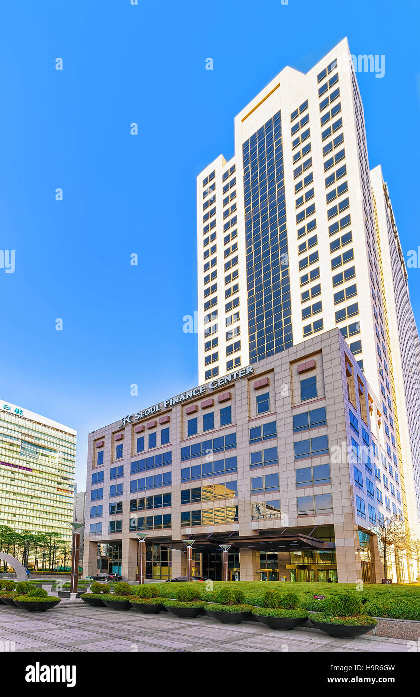 Seoul, South Korea March 11, 2016 Seoul Finance Center skyscraper of