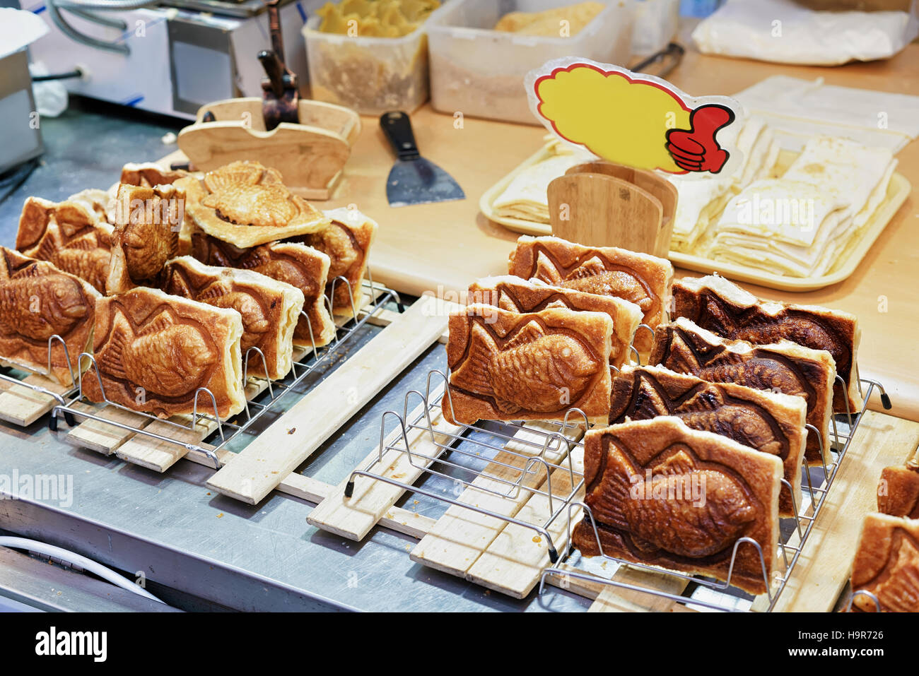 Seoul, South Korea March 14, 2016 Bakery with beans in Myeongdong