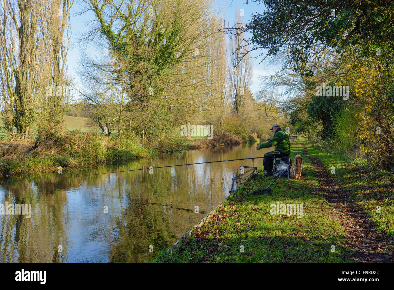Chesterfield canal fishing fisherman hires stock photography and