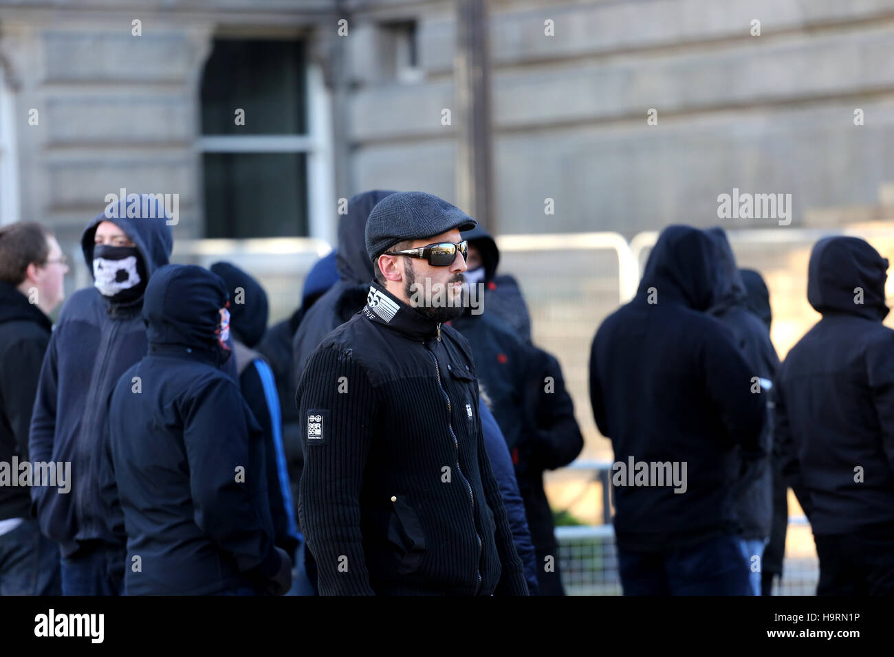 Bolton, Lancashire, UK. 26th November, 2016. Right wing protesters gather in Bolton, Lancashire, UK. 26th Nov, 2016. Credit:  Barbara Cook/Alamy Live News Stock Photo