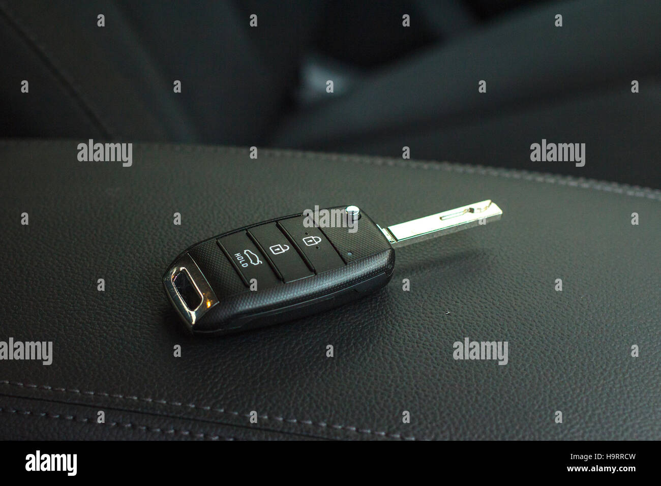 Modern Car remote control key in vehicle interior Stock Photo Alamy