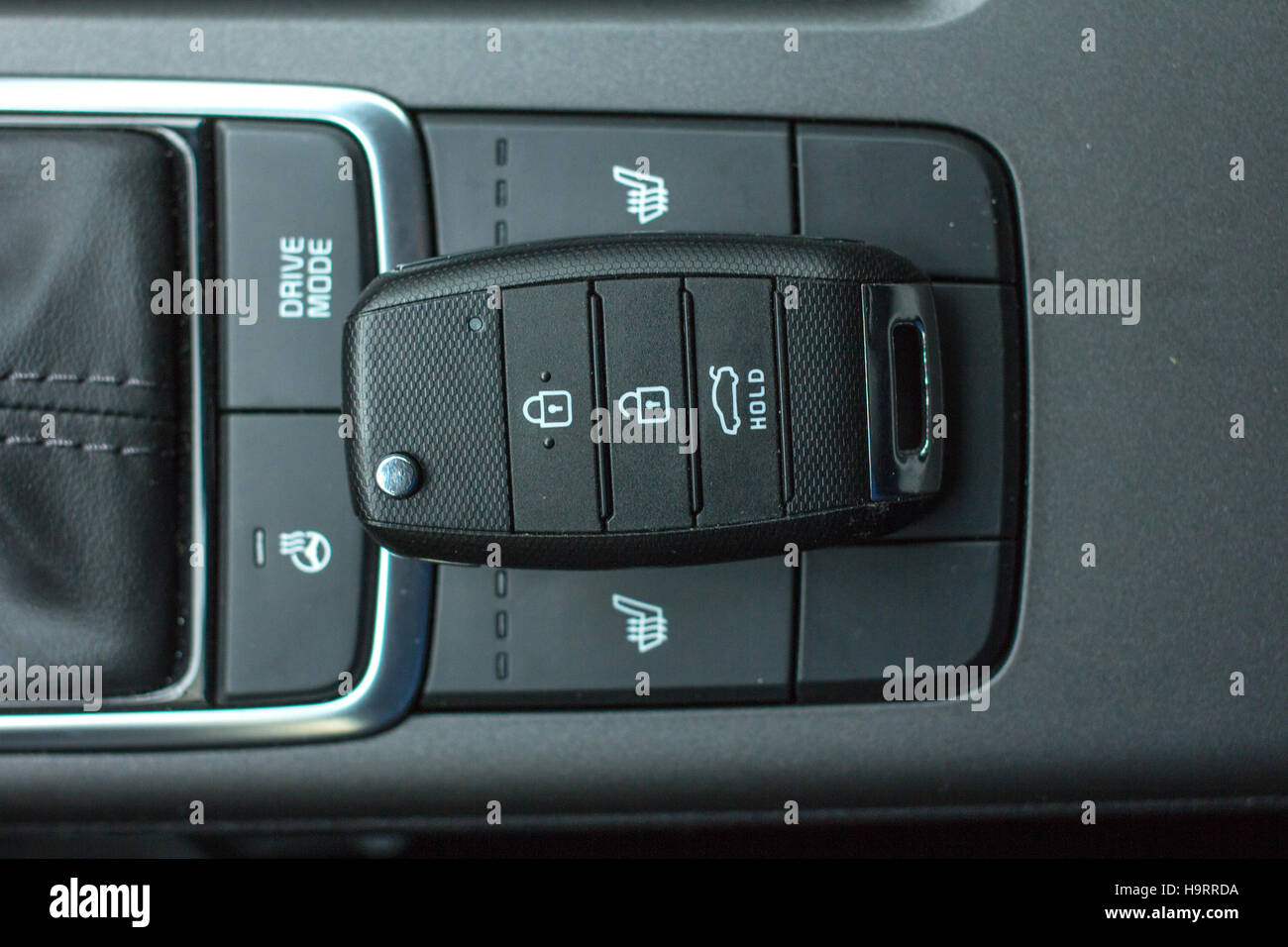 Modern Car remote control key in vehicle interior Stock Photo Alamy
