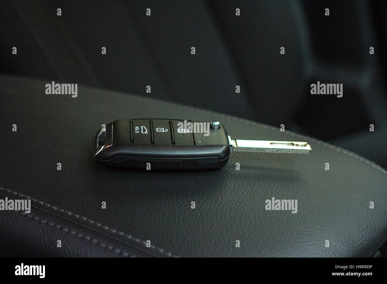 Modern Car remote control key in vehicle interior Stock Photo Alamy