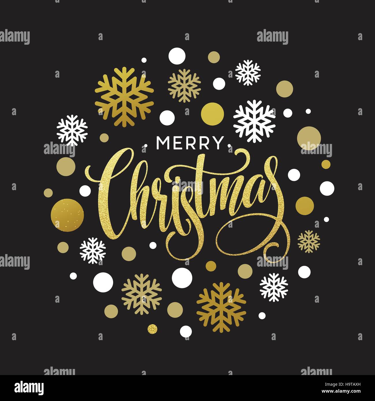Merry Christmas gold glittering lettering design. Vector illustration ...