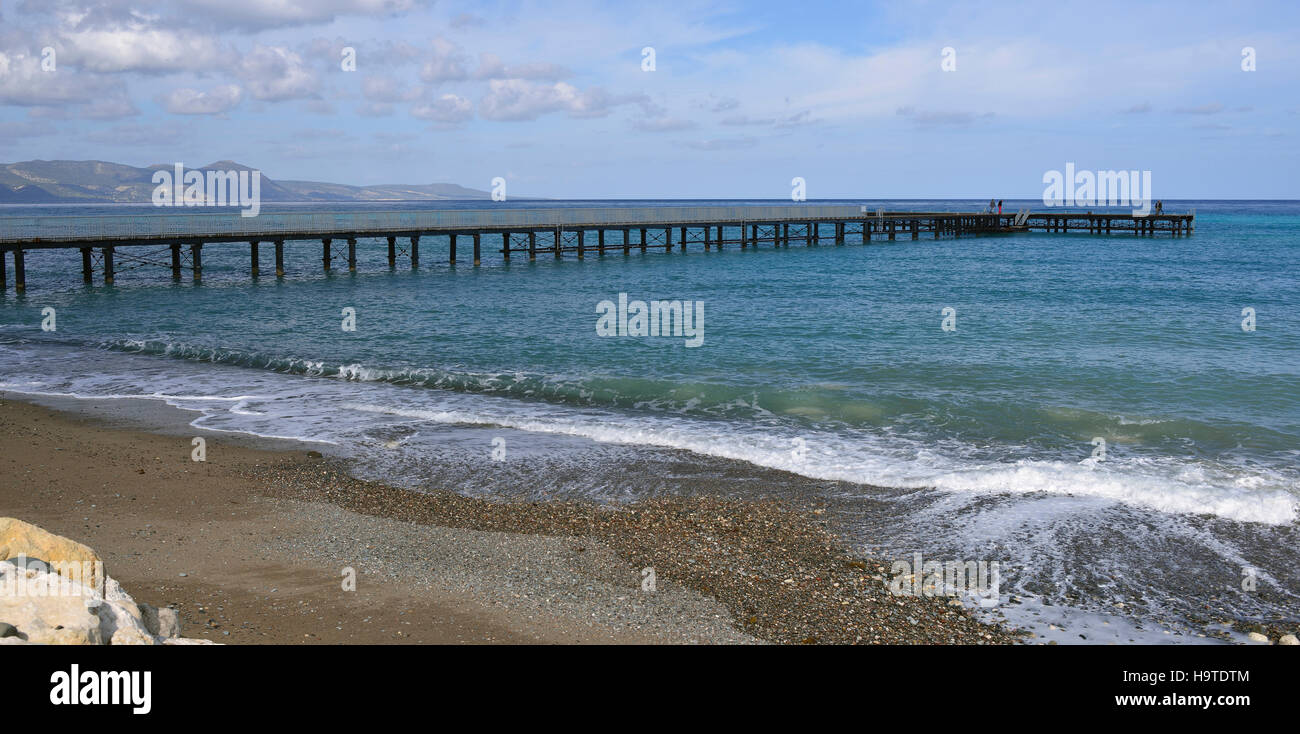 Limni Dock, Chrysohou Bay, Cyprus With Akamas Peninsula behind Stock Photo