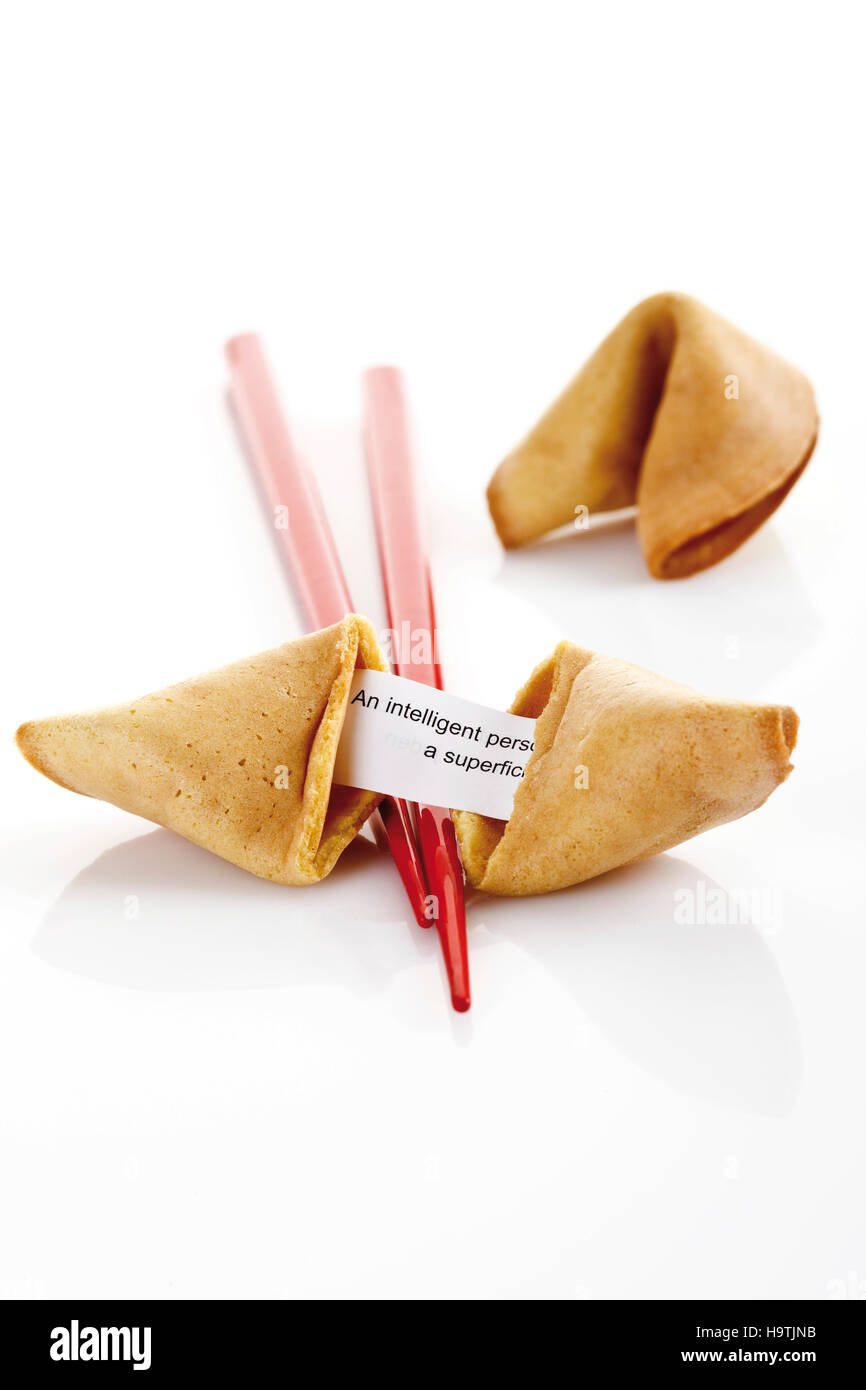 Fortune cookies with chopsticks Stock Photo