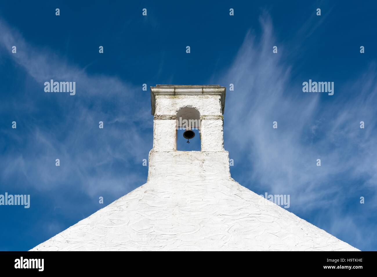 Gable with bell of an old school house, Isle of Islay, Inner Hebrides, Scotland, United Kingdom Stock Photo