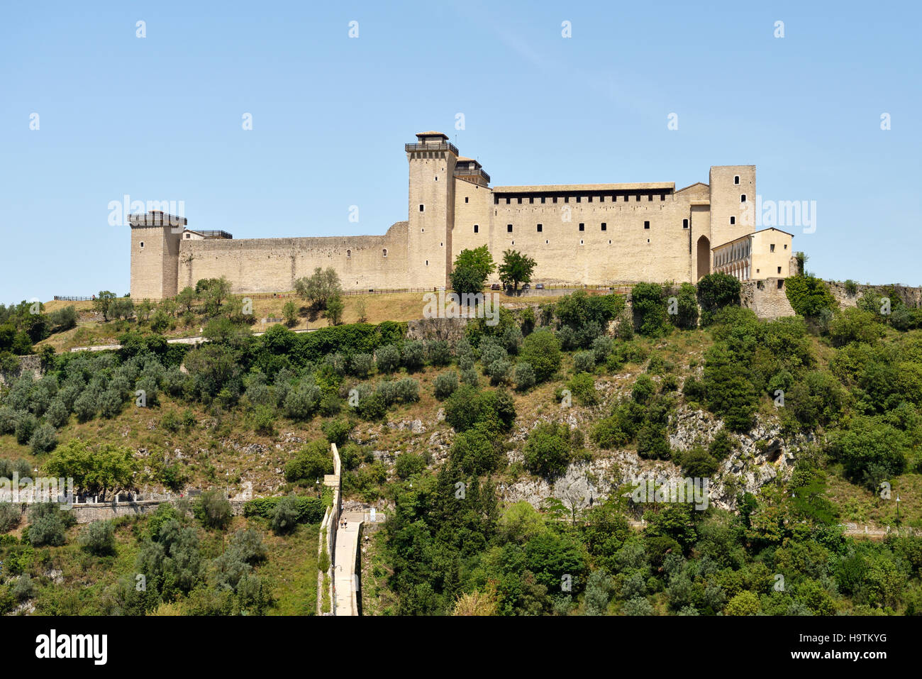 The Rocca Albornoziana fortress, Spoleto, Umbria, Italy Stock Photo