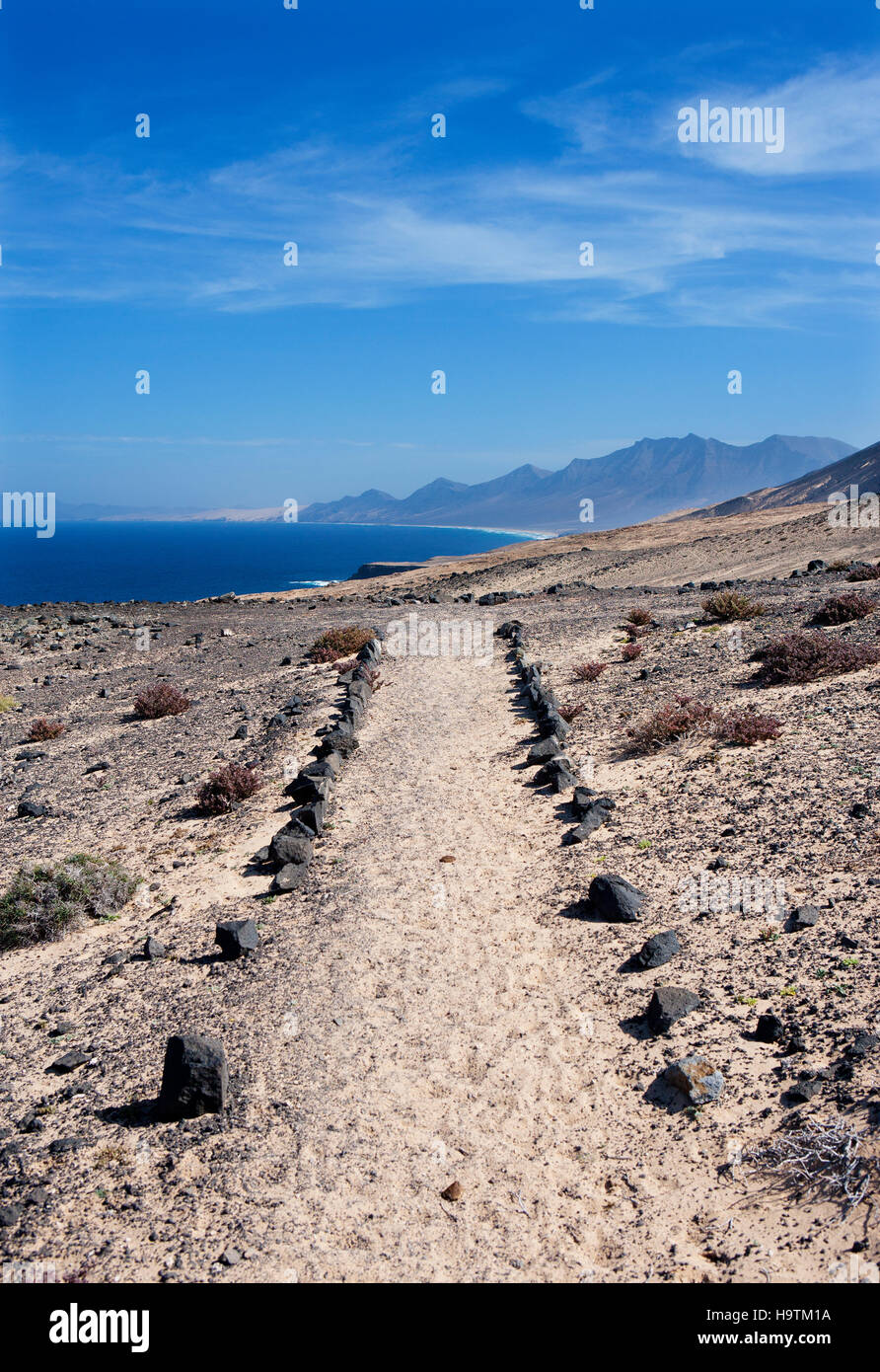 Coastal Path to Punta Pesebre, Peninsula Jandia, Fuerteventura, Spain Stock Photo
