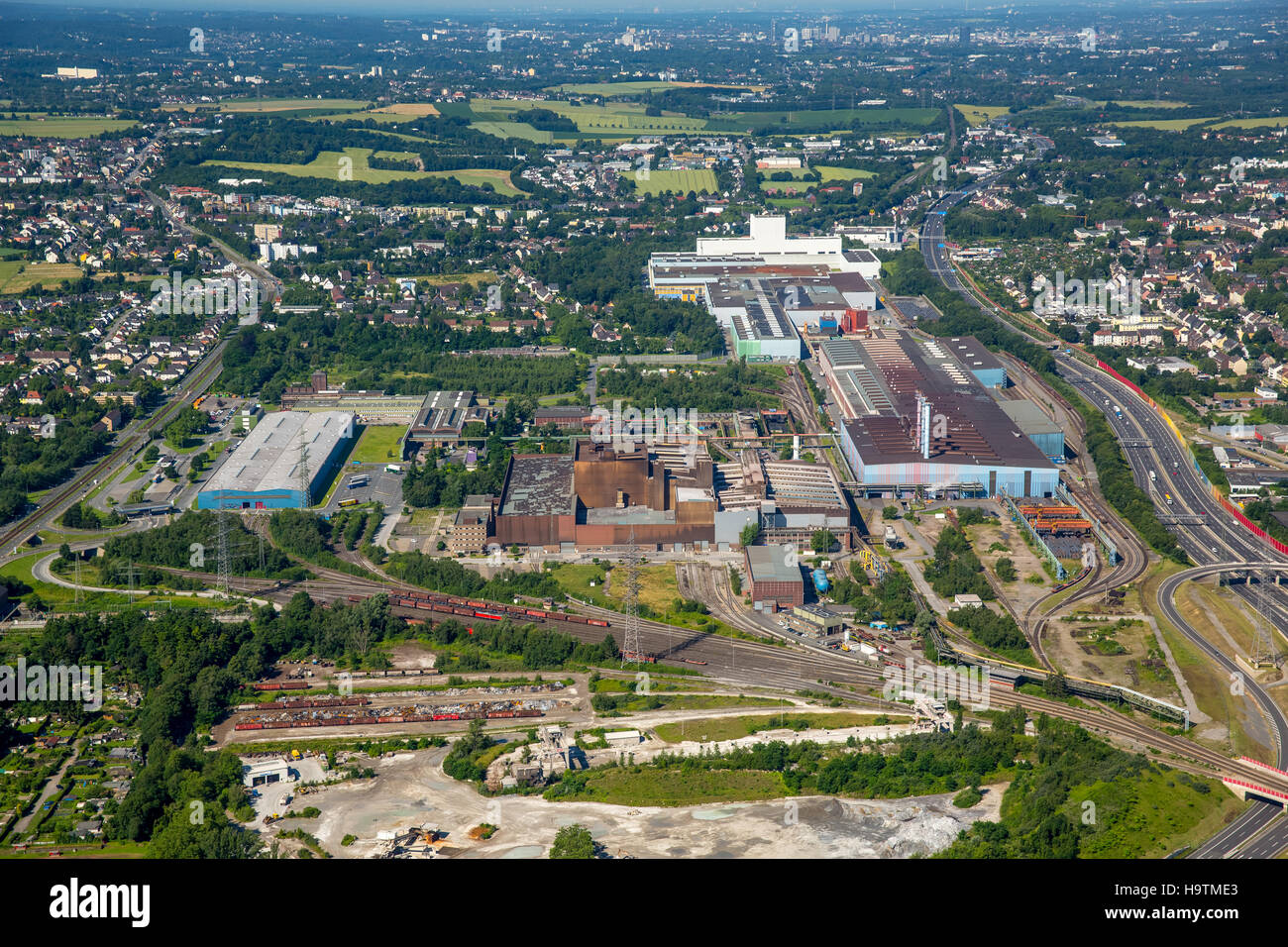 Aerial view, Thyssen Krupp Bochum plant, steel processing, stainless steel, Bochum, Ruhr district, North Rhine-Westphalia Stock Photo