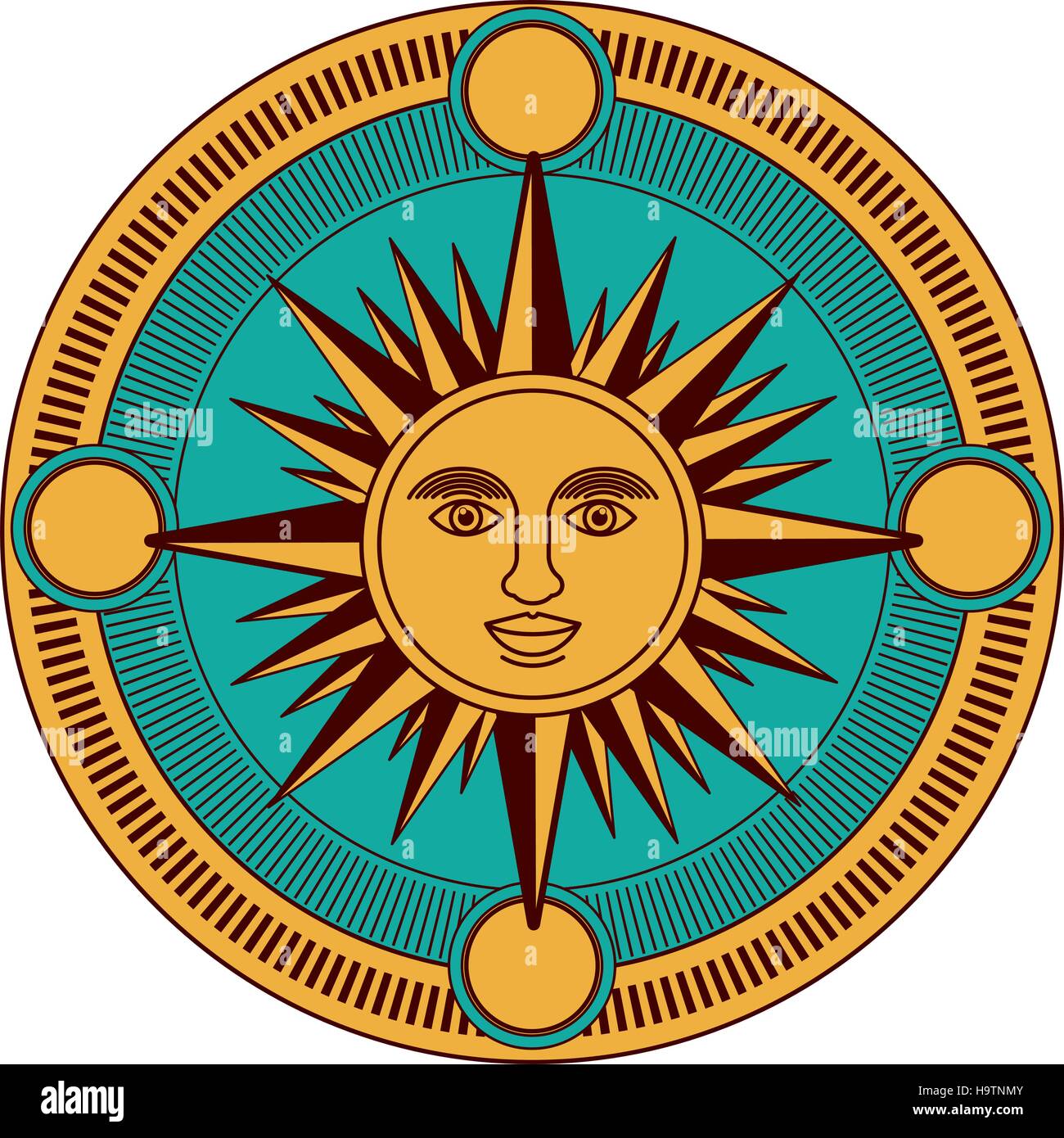 Isolated sun inside compass design Stock Vector Image & Art - Alamy