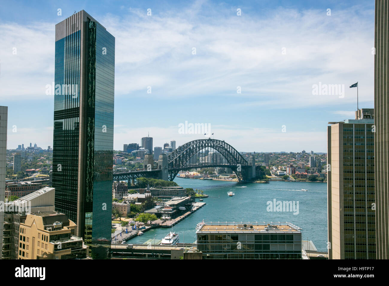 Sydney harbour bridge and city centre looking north,Sydney,New south wales,australia Stock Photo