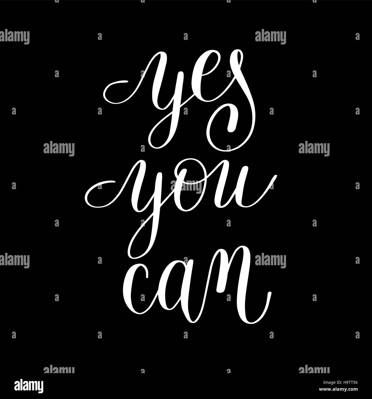 yes you can handwritten lettering positive motivational quote Stock