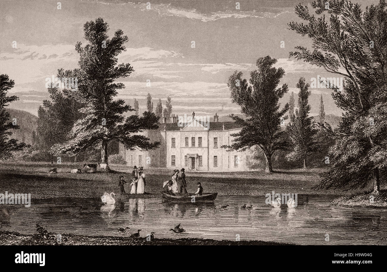 19th Century view of The residence of Frederick Bourne in Terenure. It is now part of the Carmelite Terenure College, Dublin City, Ireland. Stock Photo
