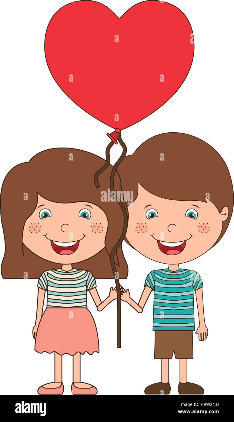 Boy Girl Cartoon Heart Balloon High Resolution Stock Photography And Images Alamy