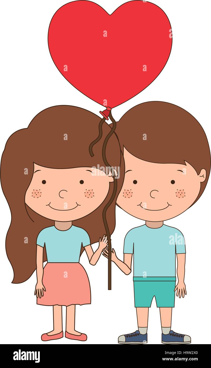 Boy Girl Cartoon Heart Balloon High Resolution Stock Photography And Images Alamy