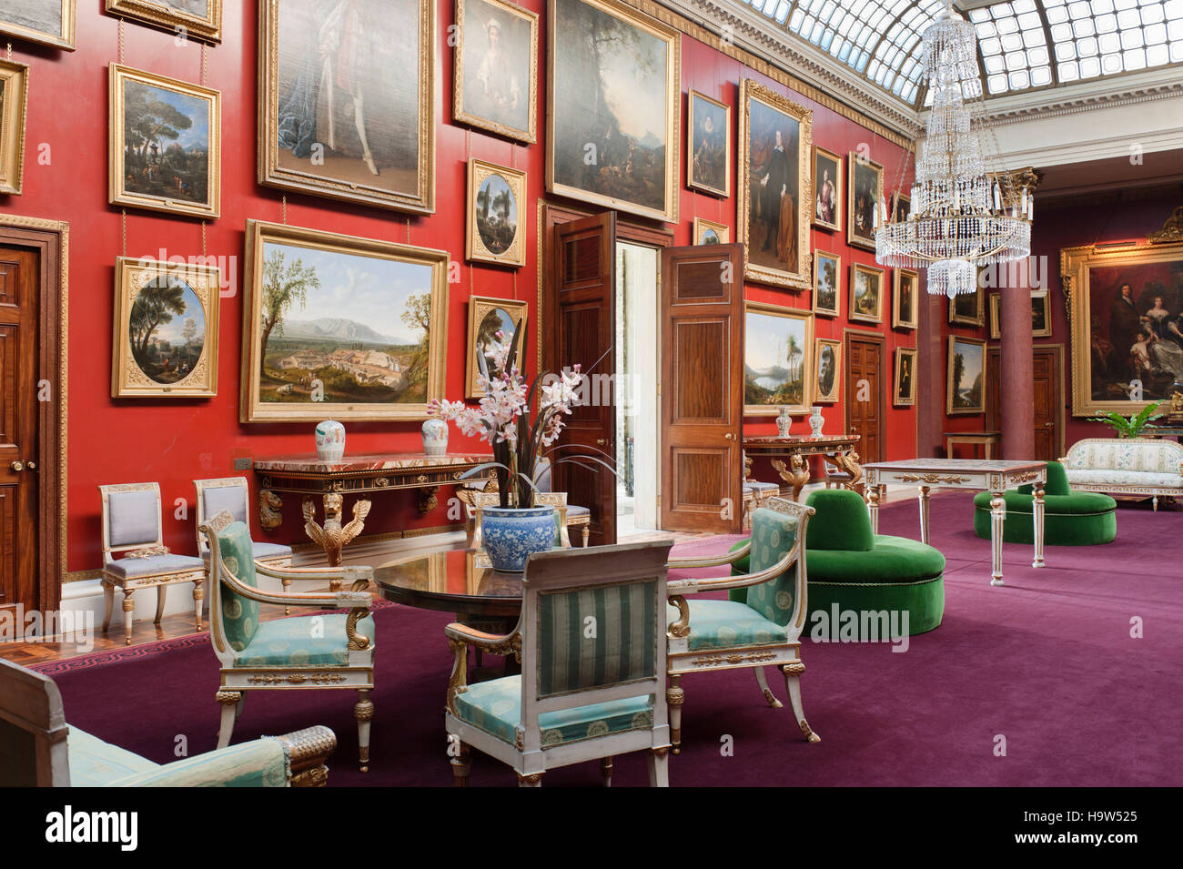 The Picture Gallery at Attingham Park, Shropshire. The Picture Gallery was designed by John Nash in 1805. Stock Photo