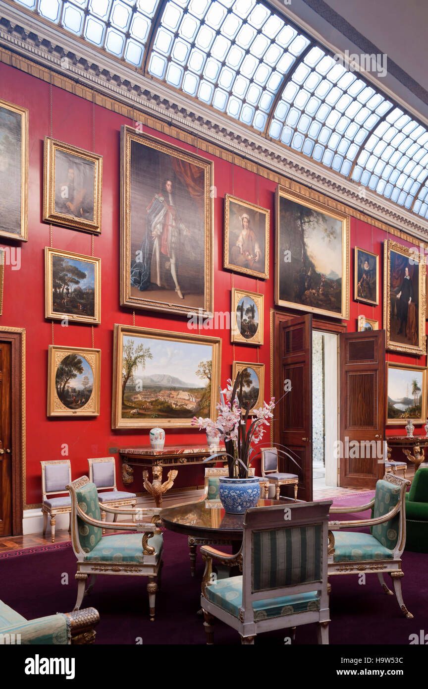 The Picture Gallery at Attingham Park, Shropshire. The Picture Gallery was designed by John Nash in 1805. Stock Photo