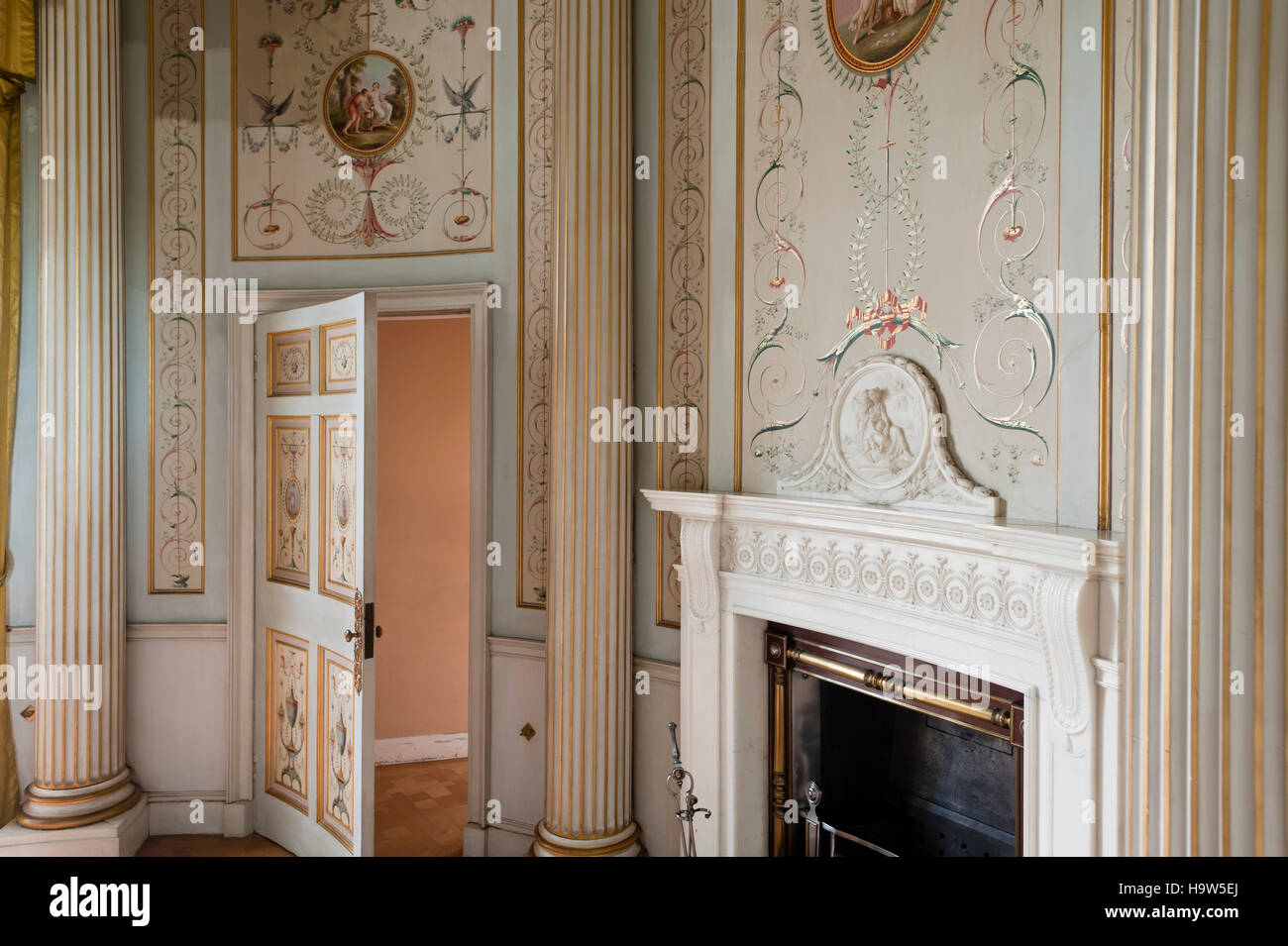 The Boudoir at Attingham Park, Shropshire. The Boudoir was designed by the architect Henry Holland in the 1780s. *** Local Caption *** Attingham Park Stock Photo