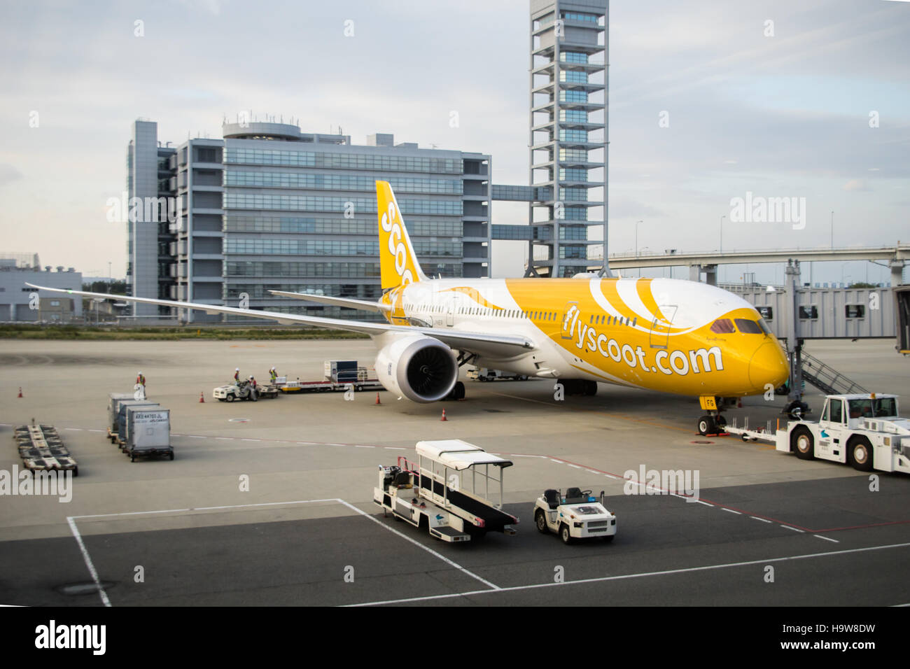 Osaka, Japan October 2016 Scoot aircraft towed at Kansai