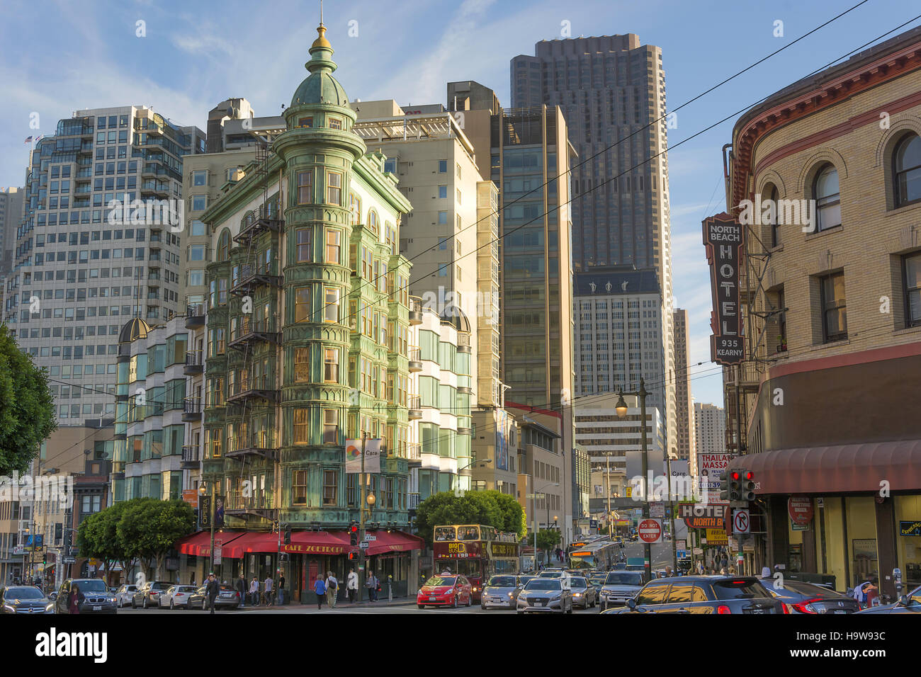 San Francisco, Ca, USA, October 22, 2016: The Coppola building  and Kearny St. in San Francisco Stock Photo