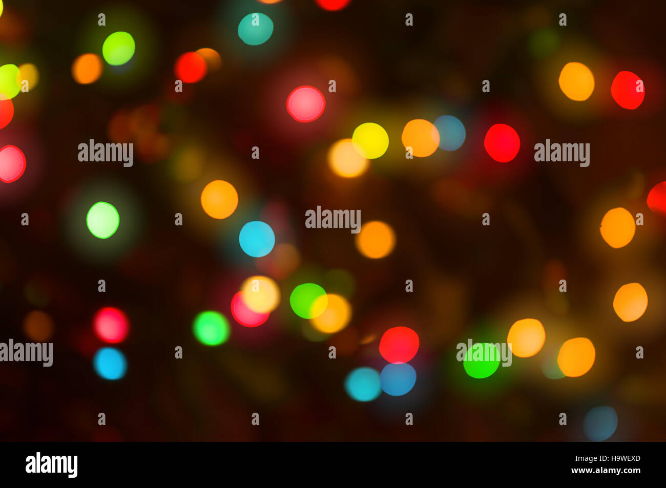 Abstract circular lights blurred bokeh holiday background of Christmas ...