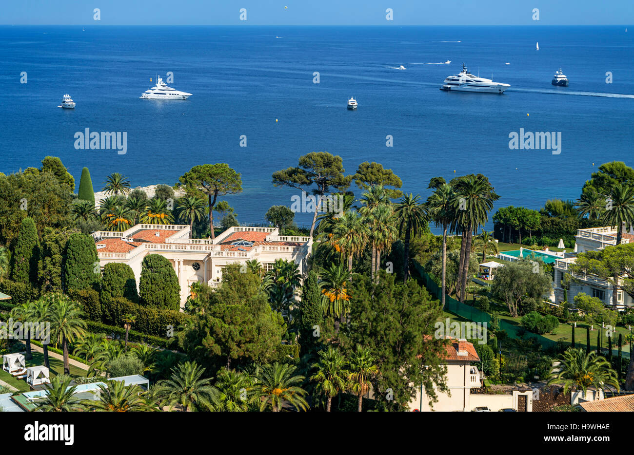 Saint Jean Cap Ferrat, Luxery Villa, Yachts, Meditarrenean Sea, Cote d Azur, France, Europe Stock Photo