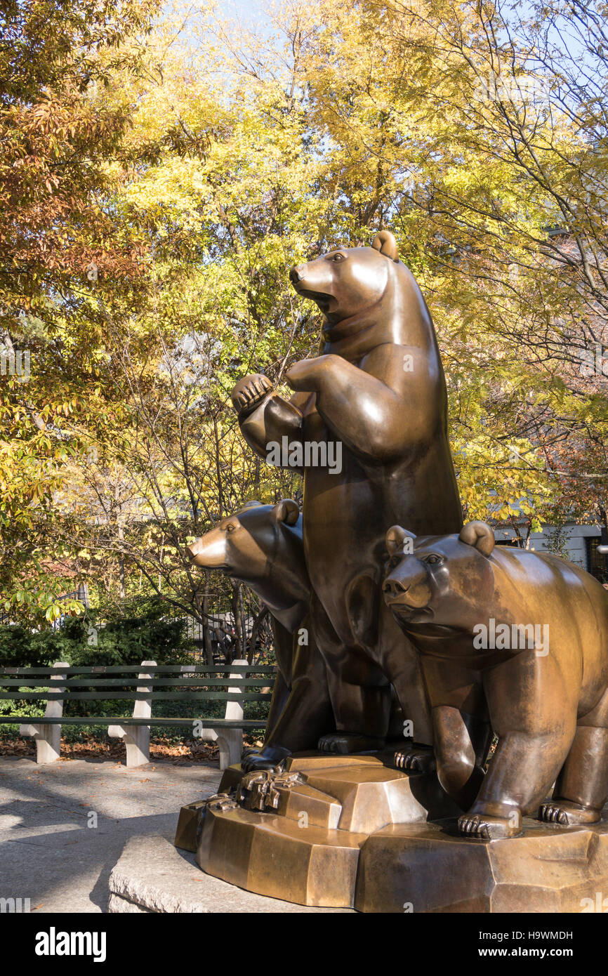The Group of Bears Statue, Central Park in Autumn, NYC Stock Photo Alamy