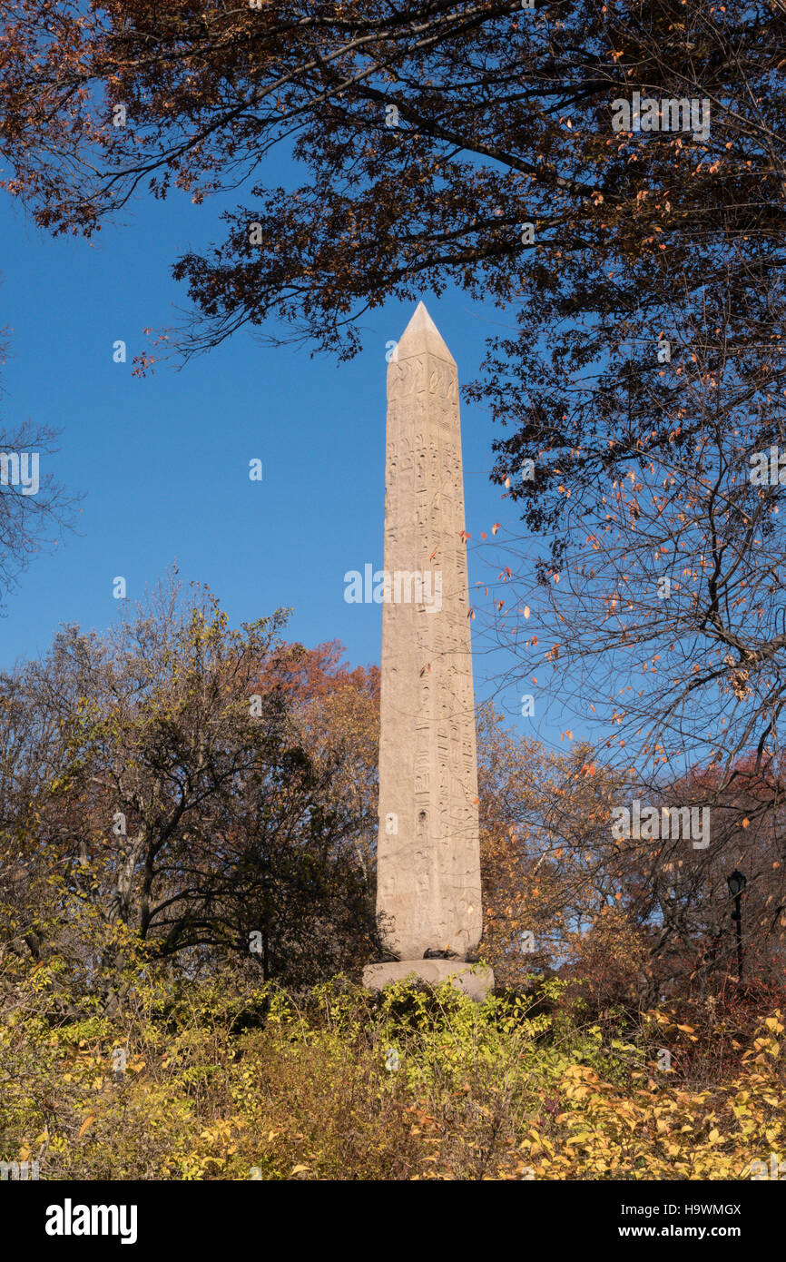 Cleopatra's Needle Obelisk, Central Park, NYC Stock Photo
