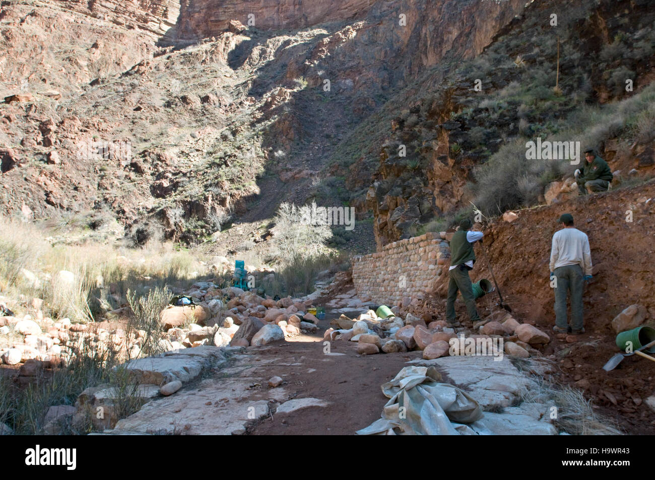 A Grand Canyon National Park trail crew works on maintaining and ...