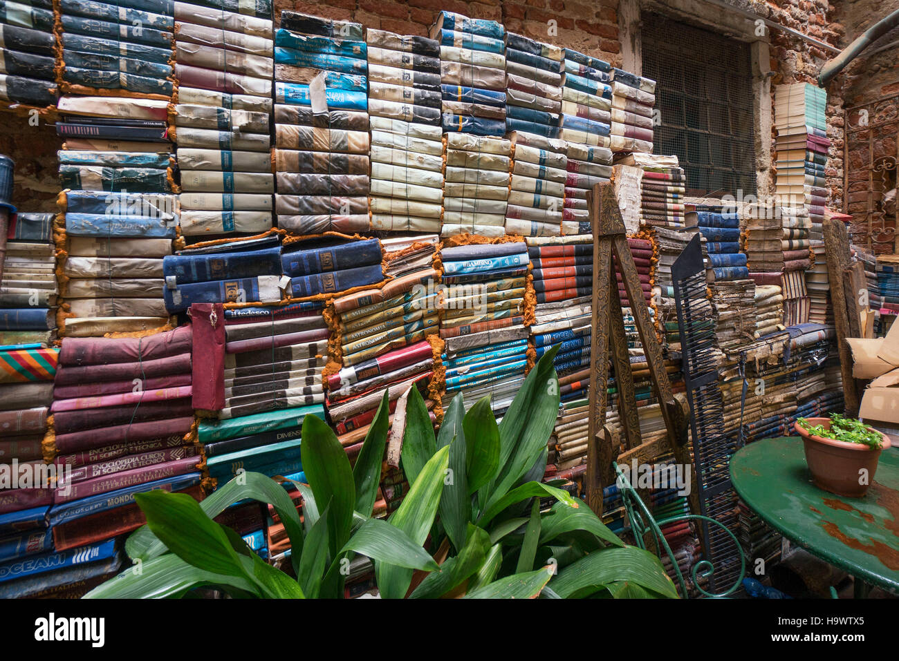 Libreria Aqua Alta book shop, Venedig, Venezia, Venice, Italia, Europe, Stock Photo