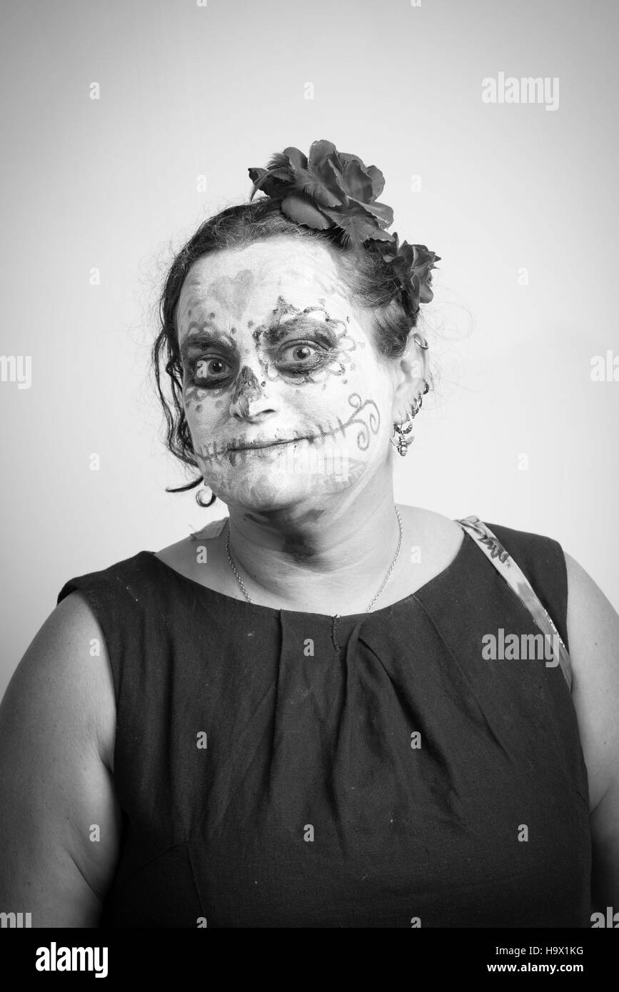 Day of the Dead Facepainting fundraising at Carmarthen School of Art Stock Photo