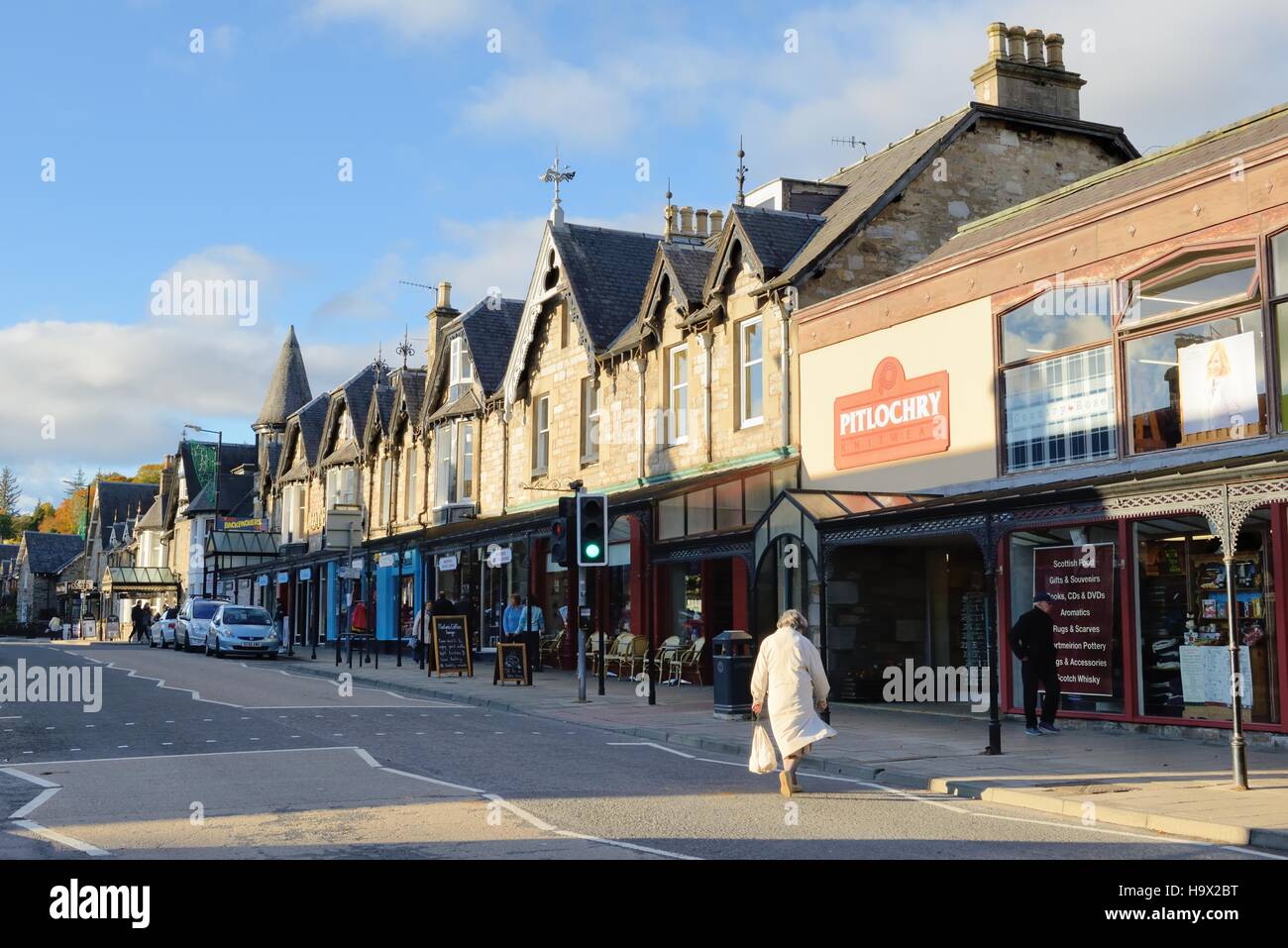Row of shops and houses on the A924, Atholl Road, in Pitlochry
