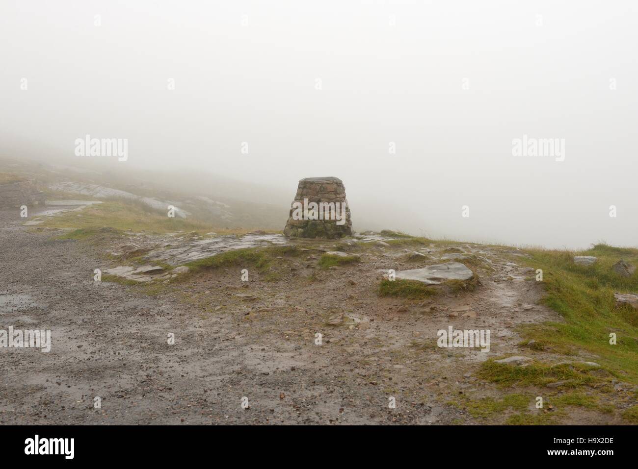 The Bealach na Ba (Pass of the cattle) viewpoint enshrouded in mist on