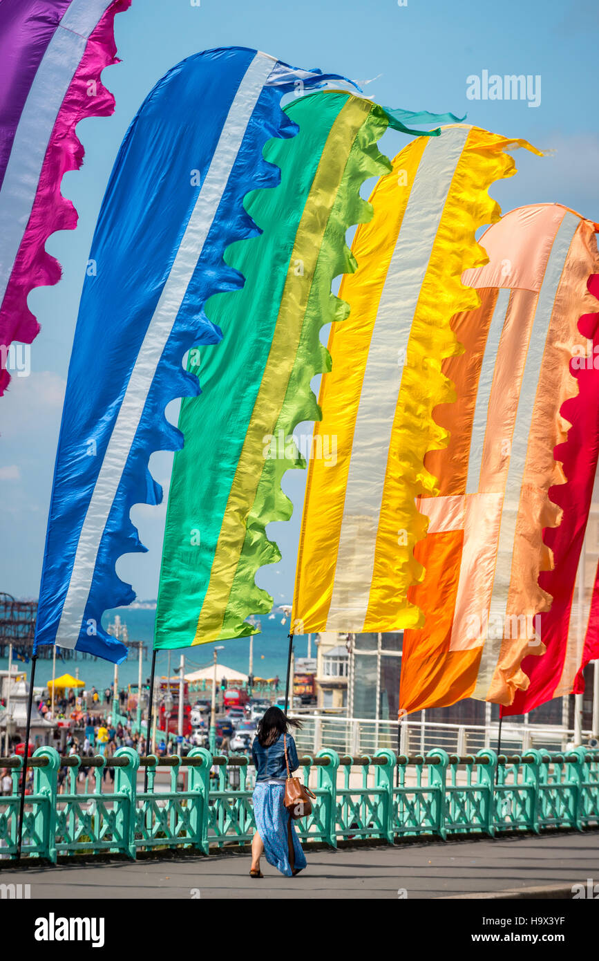 Colourful preparations for Brighton Pride in the week leading up to the event. Stock Photo