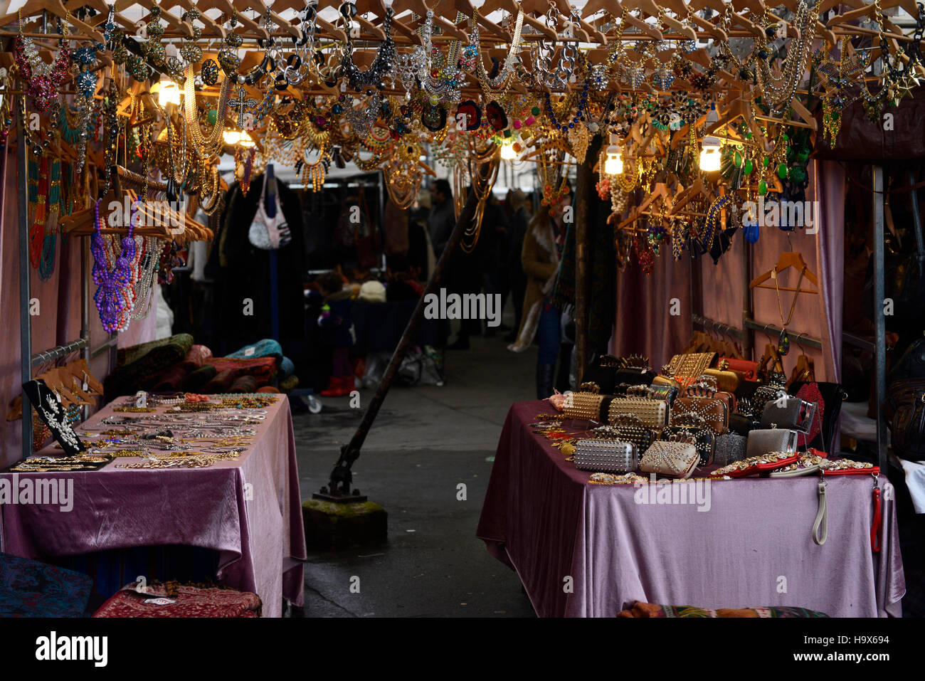 Jewelery stall, Portobello road market, London Stock Photo Alamy