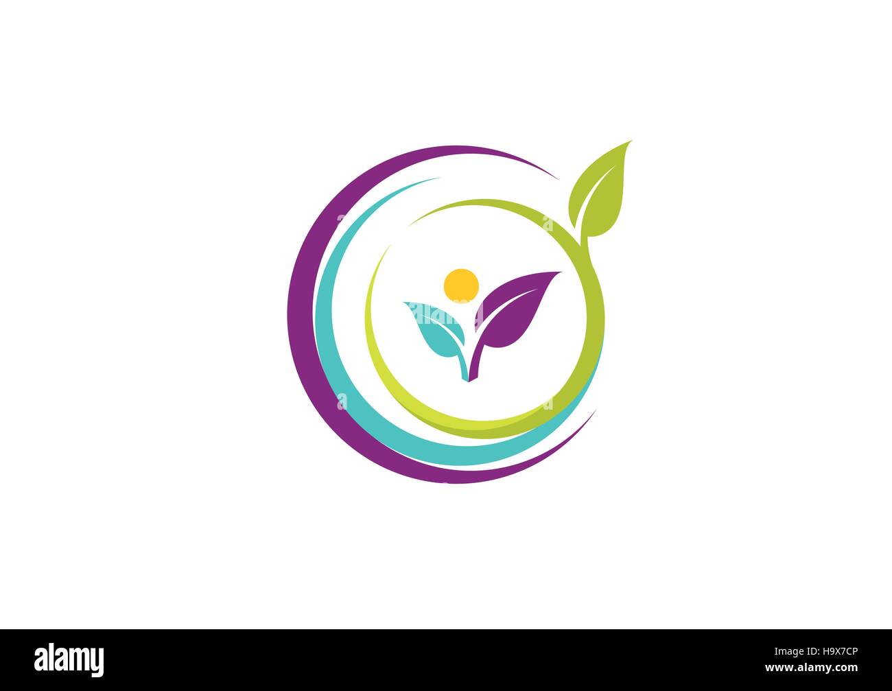 health beauty circle nature spa logo, healthy life concept logotype symbol icon vector design Stock Vector