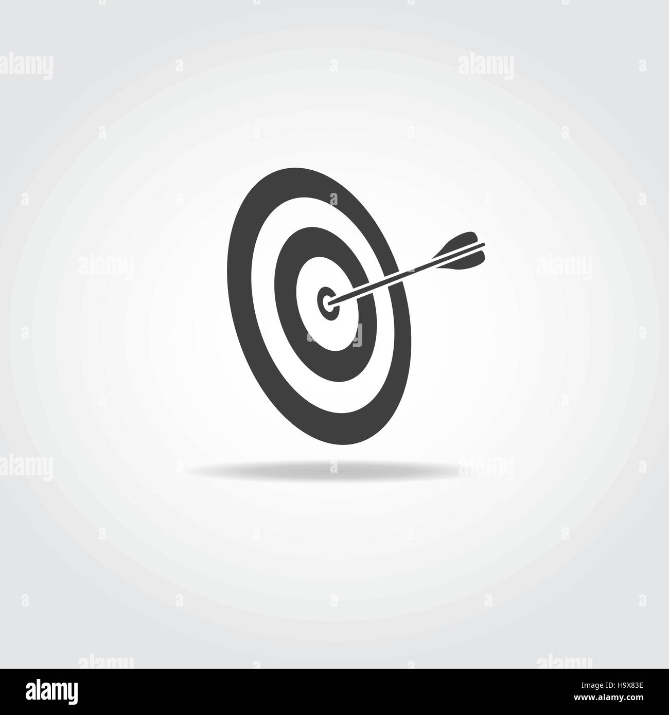Black icon. Bow arrow hit eye on target. Stock Vector