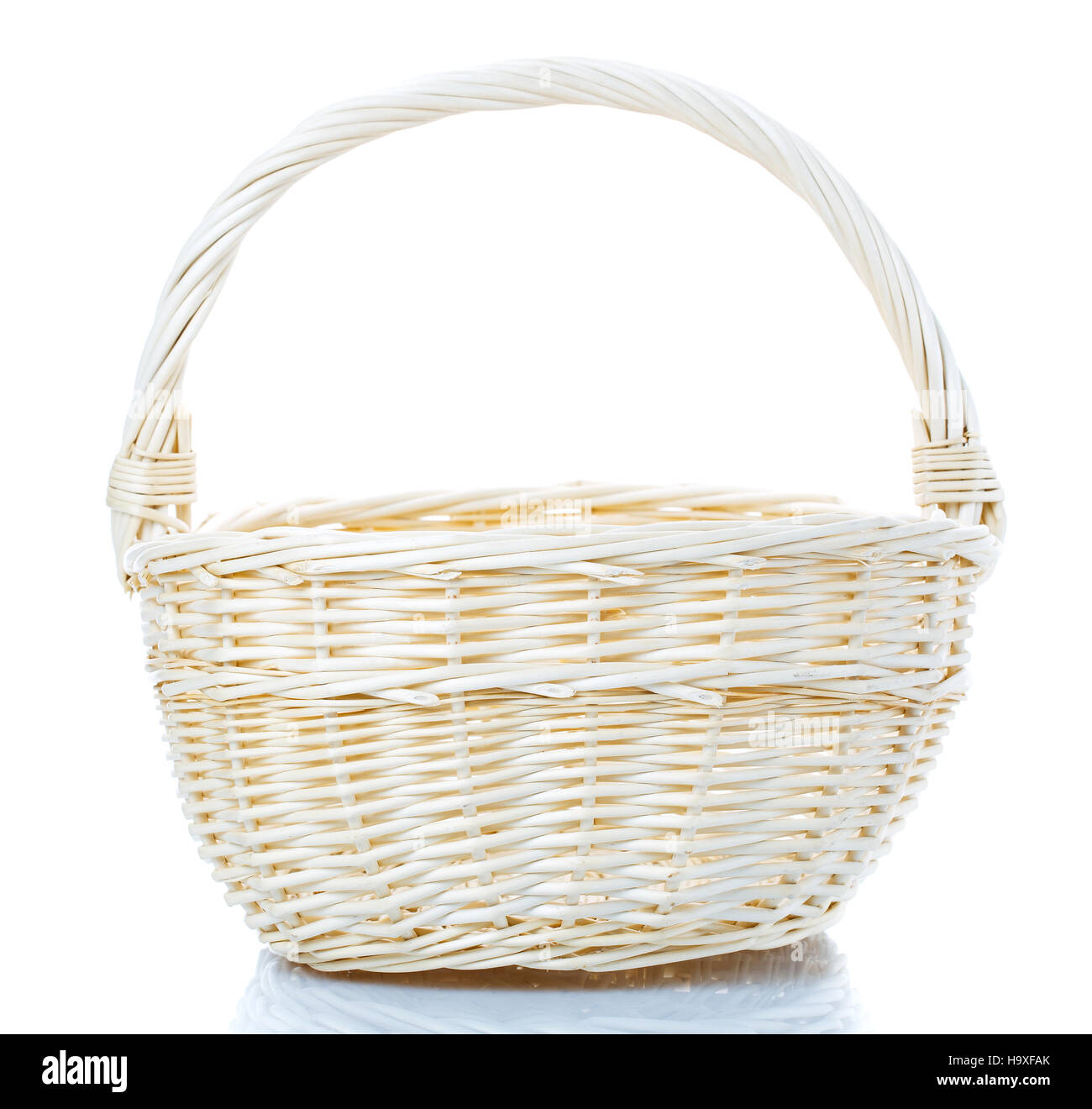 empty wicker basket on white Stock Photo Alamy