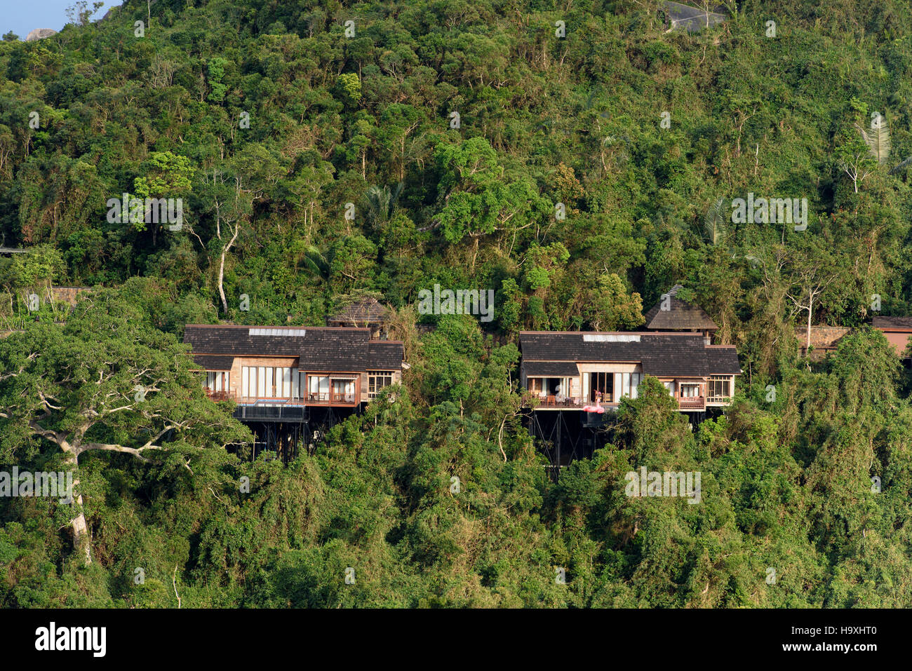 Bungalow of Birdsnest Resort near Sanya, Hainan island, China Stock