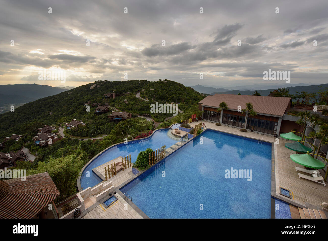 Pool of Birdsnest Resort near Sanya, Hainan island, China Stock Photo