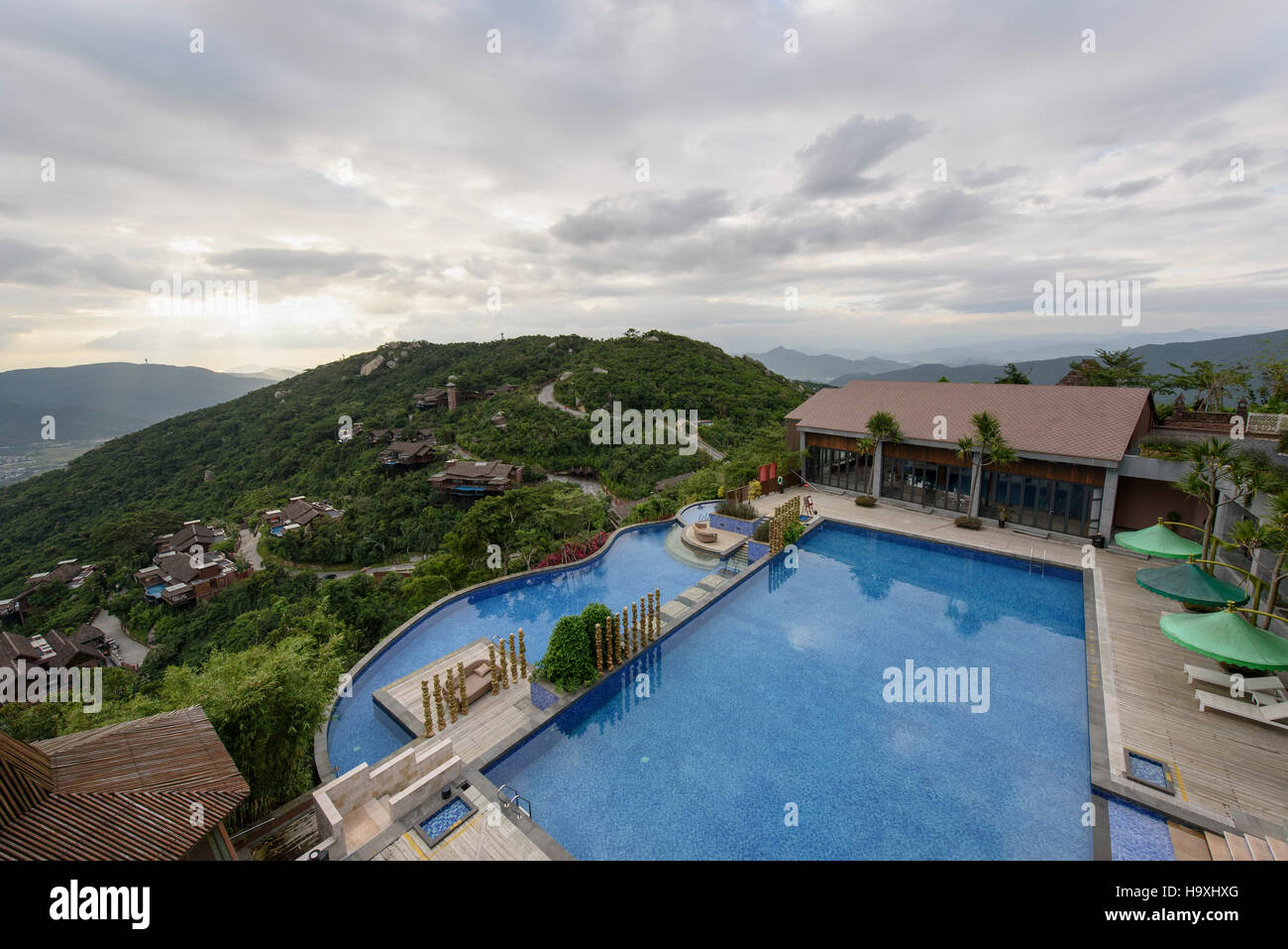 Pool of Birdsnest Resort near Sanya, Hainan island, China Stock Photo