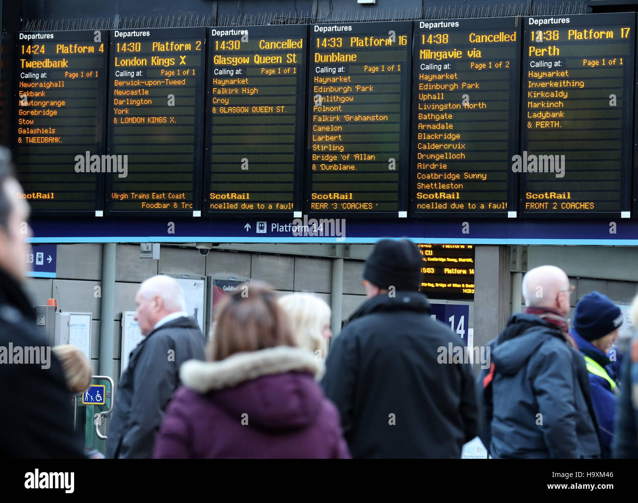 The Timetable Board At Edinburgh Waverley Railway Station As British the-timetable-board-at-edinburgh-waverley-railway-station-as-british