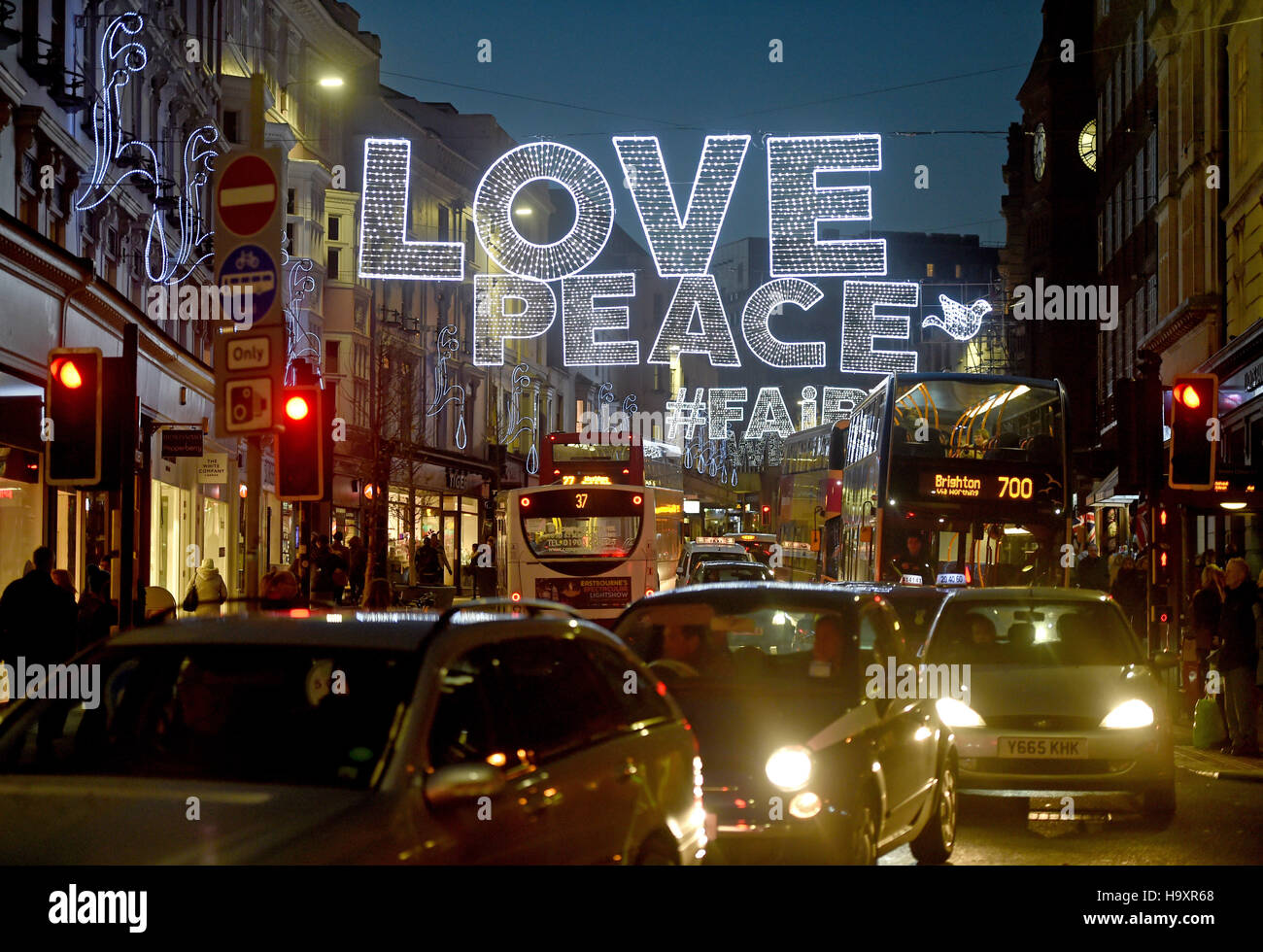 Brighton Sussex UK 25th November 2016 - Brighton's Christmas Lights in North Street Brighton Stock Photo