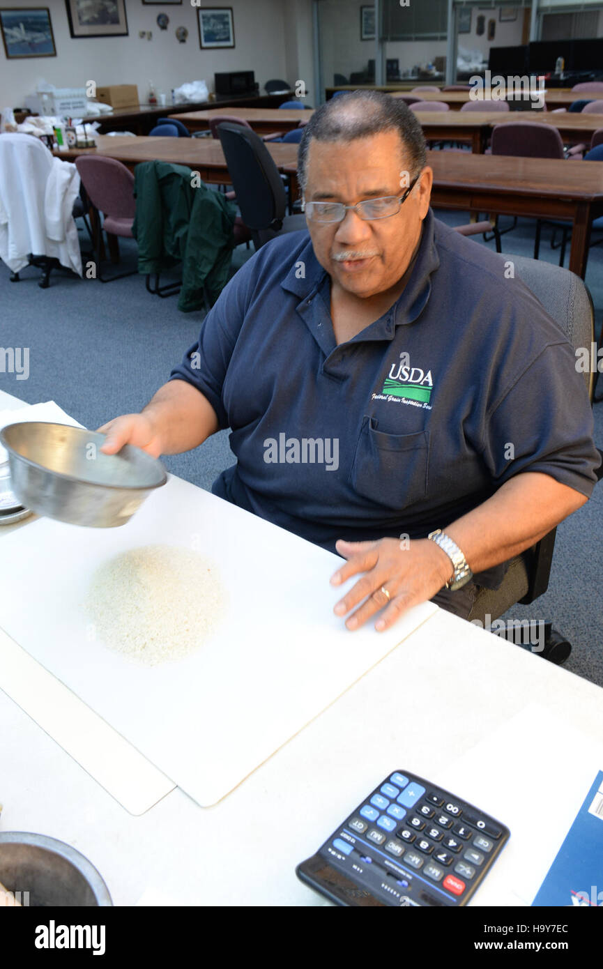 This image highlights a USDA and GIPSA grain inspection of rice ...
