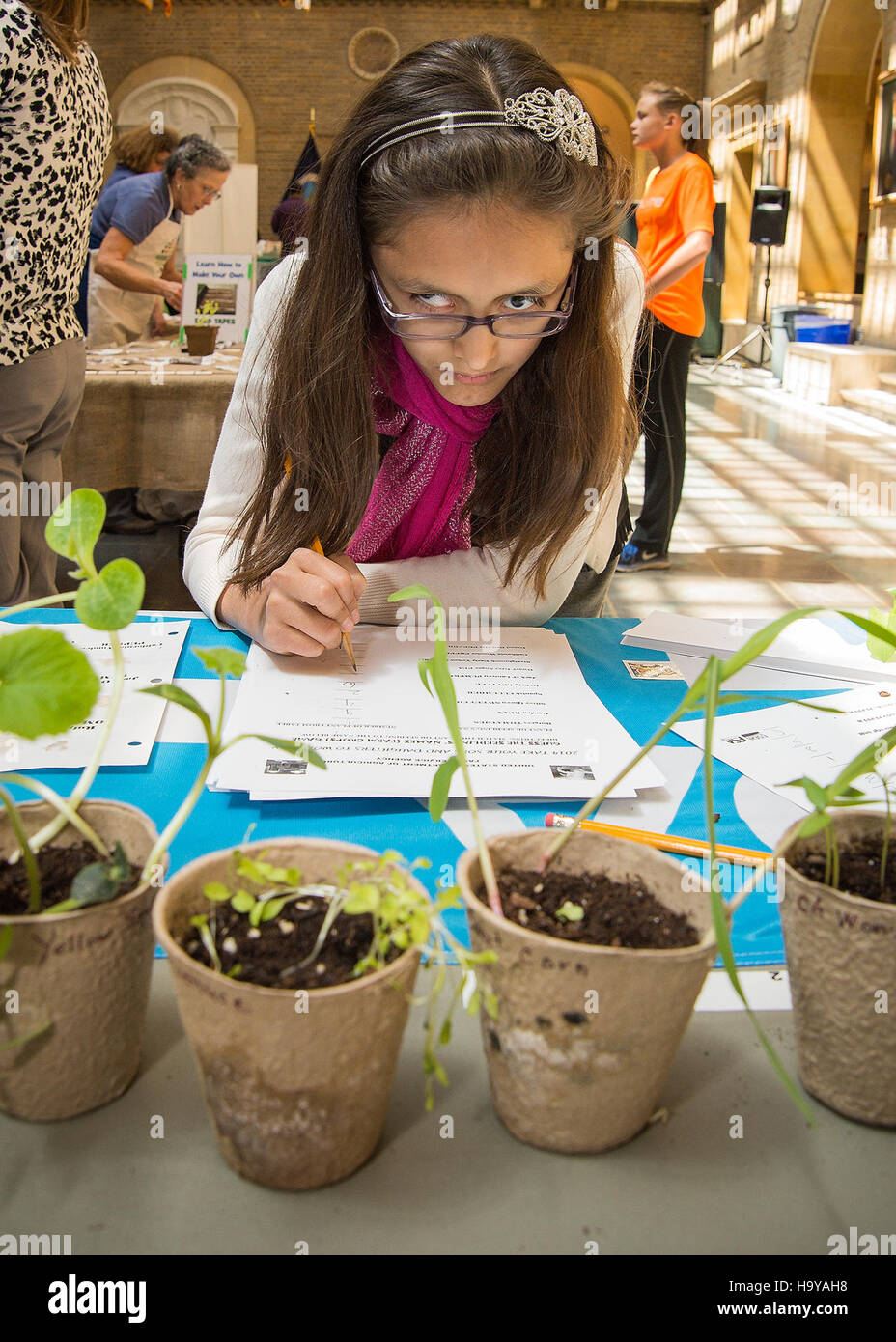 A photo from the USDA’s 'Take Our Sons and Daughters to Work' event held at the Jamie Whitten Building in Washington, D.C. The event showcases the USDA’s commitment to educating the younger generation about governmental operations and offering a hands-on learning experience at the Department of Agriculture. Stock Photo