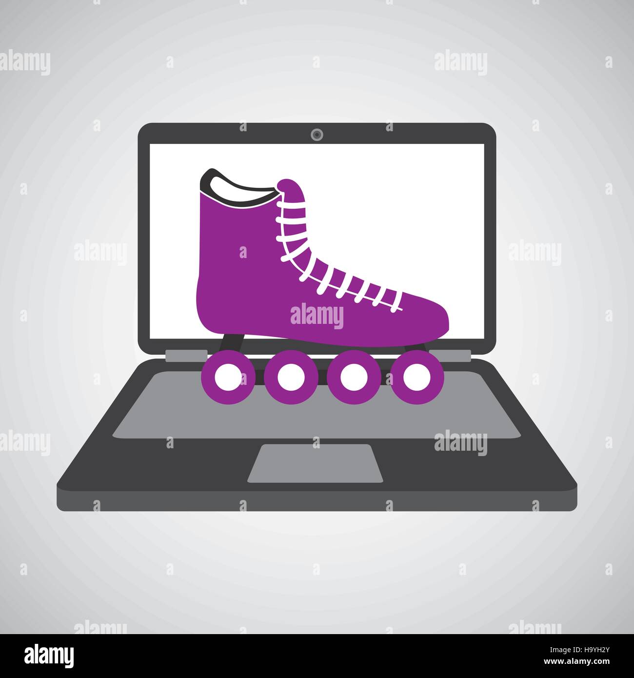 sport laptop app concept roller skate vector illustration eps 10 Stock