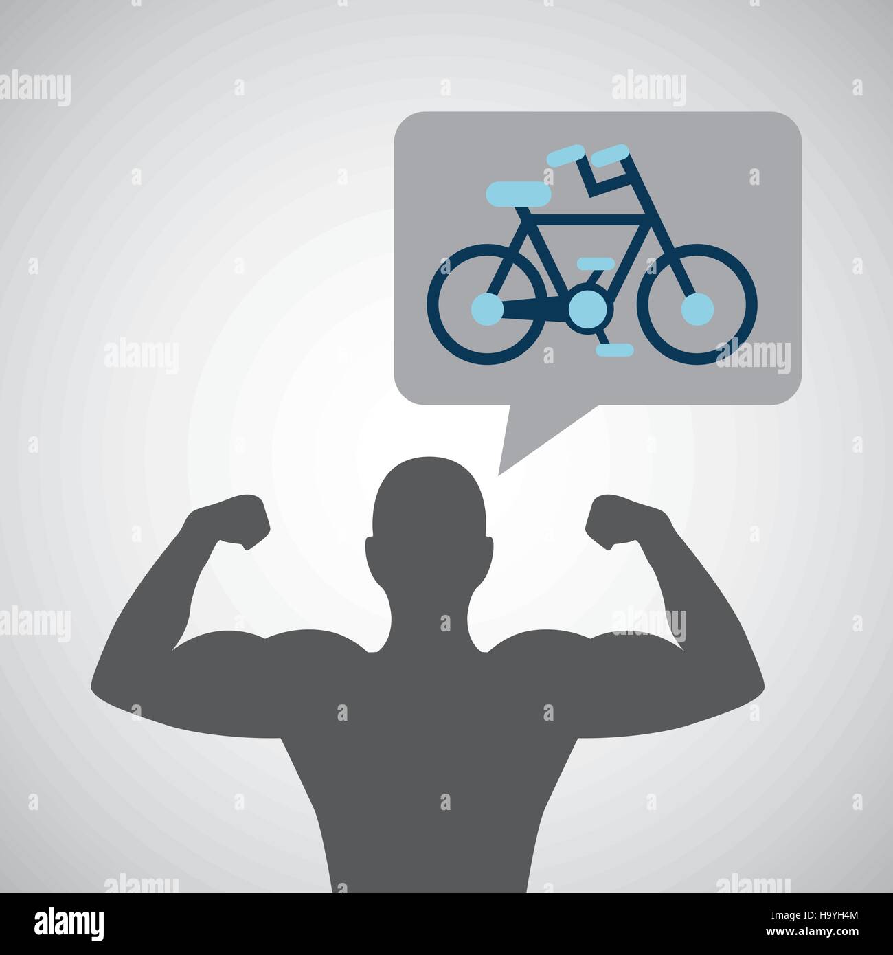 silhouette man bodybuilder bicycle vector illustration eps 10 Stock ...