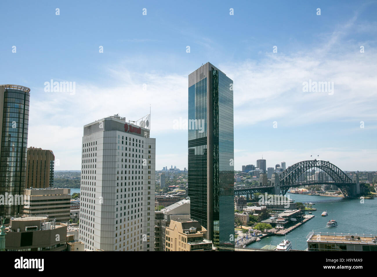Sydney harbour bridge and city centre looking north,Sydney,New south wales,australia Stock Photo